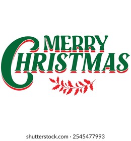 Merry Christmas typography clip art design on plain white transparent isolated background for card, shirt, hoodie, sweatshirt, apparel, card, tag, mug, icon, poster or badge