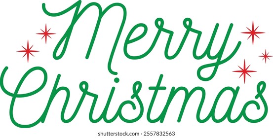 Merry Christmas typography clip art design on plain white transparent isolated background for card, shirt, hoodie, sweatshirt, apparel, card, tag, mug, icon, poster or badge