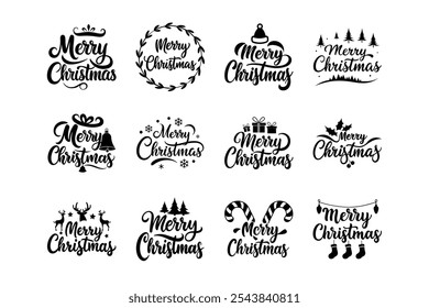 Feliz Natal Tipografia Coleção Árvores de Natal, Caixas de presente, Navidad Designs