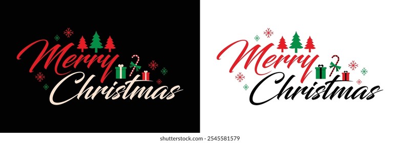 Diseño de tipografía de Navidades alegres. Caligrafía de letras de mano de feliz Navidad aislada sobre fondo blanco. Feliz caligrafía de guiones de Navidades. Feliz texto de Navidades. Caligrafía de Navidad. Vector