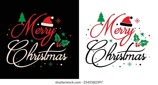 Merry Christmas typography design. Merry christmas hand lettering calligraphy isolated on white background. Merry Christmas script calligraphy. Merry Christmas text. Xmas calligraphy. vector