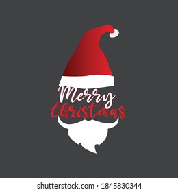 merry Christmas typography design with Christmas hat. Merry Christmas card. Vector Illustration