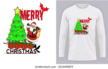 Diseño de tipografía de navidad en ilustración vectorial.camiseta, impresión y otros usos