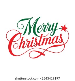 Merry Christmas typography design. Vector xmas illustration element. Calligraphy with white background. for Greeting Card, Digital any Card, Holiday Card.