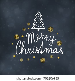 Merry Christmas typography design, Winter season greeting card, vector illustration