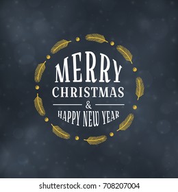 Merry Christmas typography design, Winter season greeting card, vector illustration