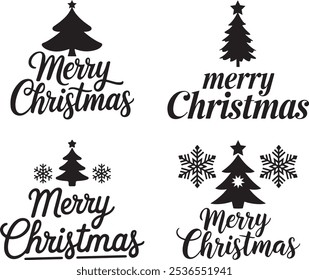 Merry Christmas Typography Design - Christmas Wishes, Christmas Quote, Seasonal Typography, Holiday Greeting typography, Winter Decoration, Editable Vector Design