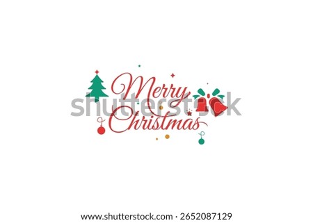 Merry Christmas typography in EPS 10. Christmas tree, bell, merry Christmas typo.
