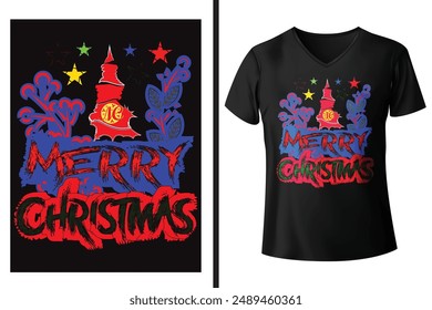Merry Christmas typography Festival vector design for t-shirt, men, women and lady's dress, Modern and stylish abstract texture exotic design for cloth, paper, cover, fabric, interior décor