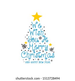Merry Christmas Typography Greeting Cards Text Blue