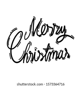 Merry Christmas typography hand draw Xmas word text on white vector background.