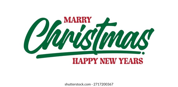Merry Christmas Typography Hand Lettering Logo on White Background	