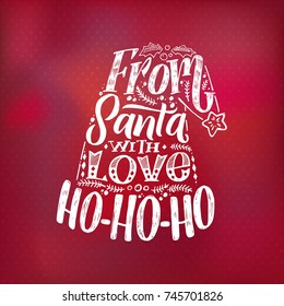 Merry Christmas typography, handwriting poster Red background.