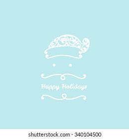 Merry Christmas Typography Lettering Design Greeting Card  witn christmas hat, vector