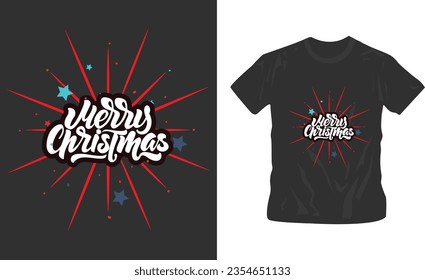 merry christmas typography, lettering, quotes festival vector illustration t-shirt design editable template, print design