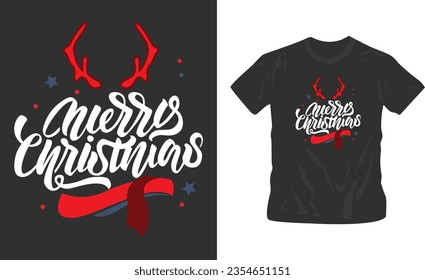 merry christmas typography, lettering, quotes festival vector illustration t-shirt design editable template, print design