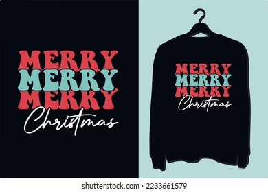 Merry Christmas typography  lettering t shirt design