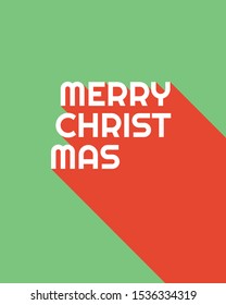 Merry Christmas typography with long shadow in flat style - Vector illustration