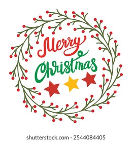 Merry Christmas typography on a background. Vector illustration on white background