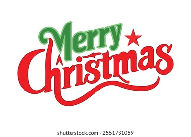 Merry Christmas typography on white background. Merry Christmas latter vector. Merry Christmas Design