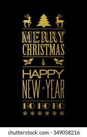 Merry christmas typography poster with christmas tree 