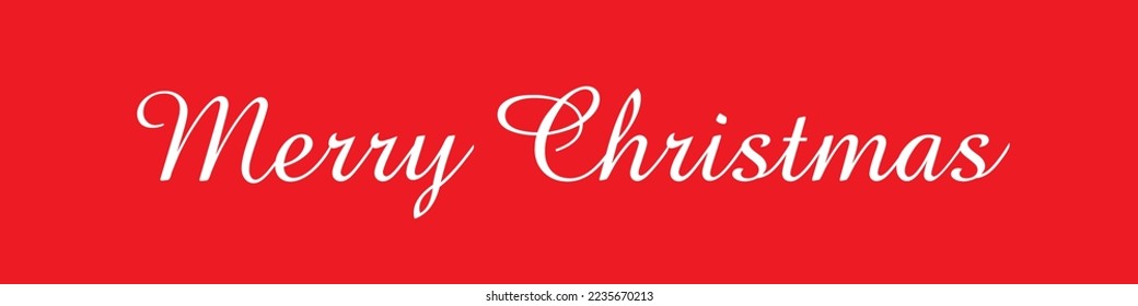 Merry Christmas typography. Red background and white hand writing. Vector illustration.