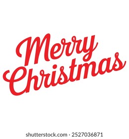 Merry Christmas typography in red color with white background 