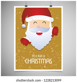 Merry Christmas typography with santa clause and creative design vector