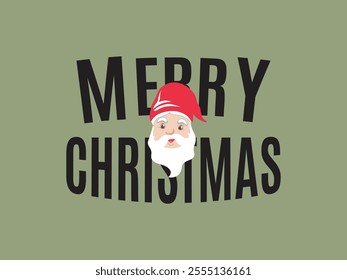 Merry Christmas typography with Santa vector art illustration