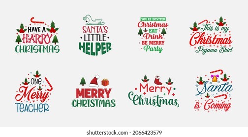 Merry Christmas typography set. Usable for banners, greeting cards, gifts etc.