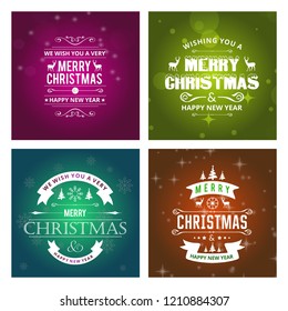 Merry Christmas typography set vector