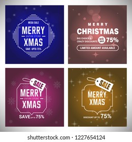 Merry Christmas typography set vector