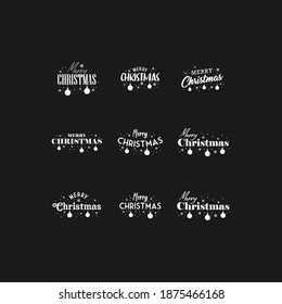 Merry Christmas typography set. Xmas holiday related lettering templates for greeting cards and decoration. Vector vintage illustration.