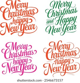 Merry Christmas Typography Silhouette Vector Illustration