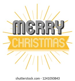 Merry Christmas. Typography Stamp. Digital Clip Art. Vintage Design.