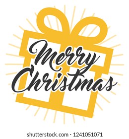 Merry Christmas. Typography Stamp. Digital Clip Art. Vintage Design.