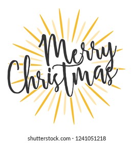 Merry Christmas. Typography Stamp. Digital Clip Art. Vintage Design.