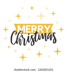 Merry Christmas. Typography Stamp. Digital Clip Art. Vintage Design.