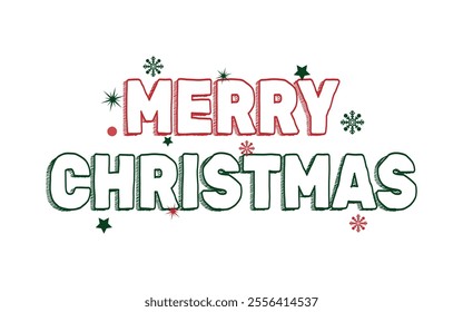 Merry Christmas Typography Text Design. Merry Christmas Holiday Greeting Card, Vector Illustration Background