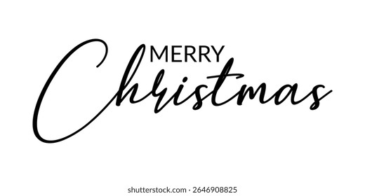 Merry Christmas typography, Merry Christmas Text, Hand drawn Merry Christmas lettering, Merry Christmas hand lettering calligraphy isolated on a white background