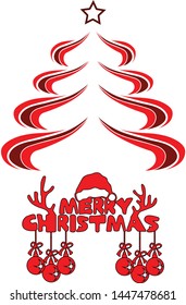 Merry christmas typography with christmas tree .