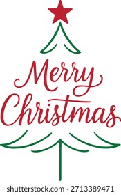 Feliz Navidades tipografía árbol Arte vectorial e ilustración .