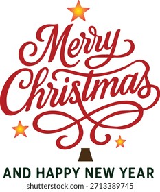 Arte vectorial e ilustración del árbol de tipografía de Navidades alegres.