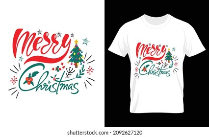 Merry christmas typography t-shirt design. Christmas t shirt. Christmas element vector file