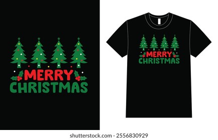 Merry Christmas typography t-shirt design.