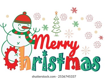 Merry Christmas typography vector art illustration