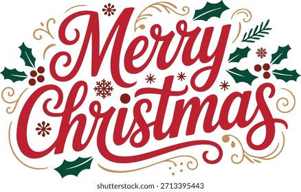 Merry Christmas typography vector art and illustration .