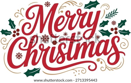 Merry Christmas typography vector art and illustration .