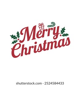 Diseño de Vector de tipografía de Navidades alegres y adornos de Navidades con fondo blanco