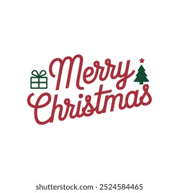 Merry Christmas typography vector design and Christmas ornaments with white background